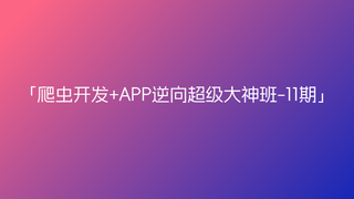 路飞-爬虫开发+APP逆向超级大神班-11期
